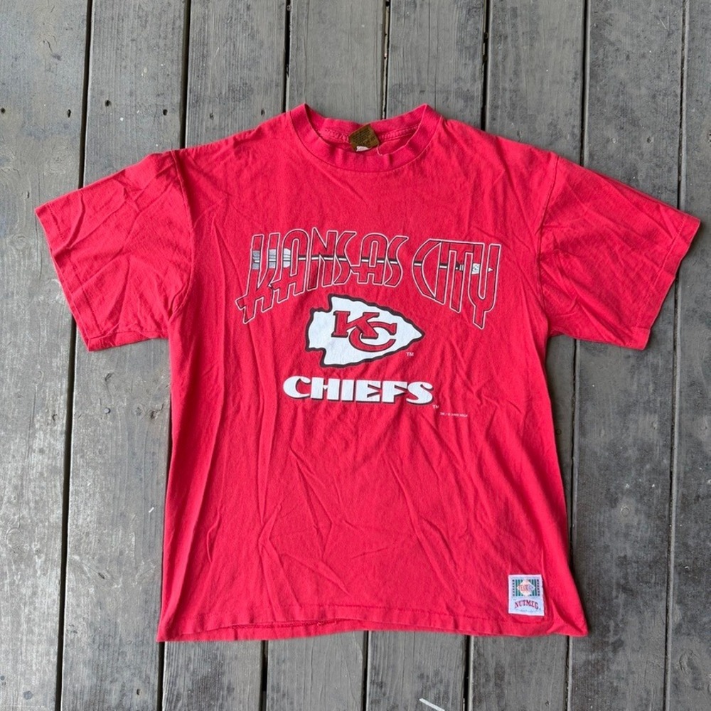 Nutmeg Mills Vintage 1993 Kansas City Chiefs T-Shirt Red Made in USA Large
